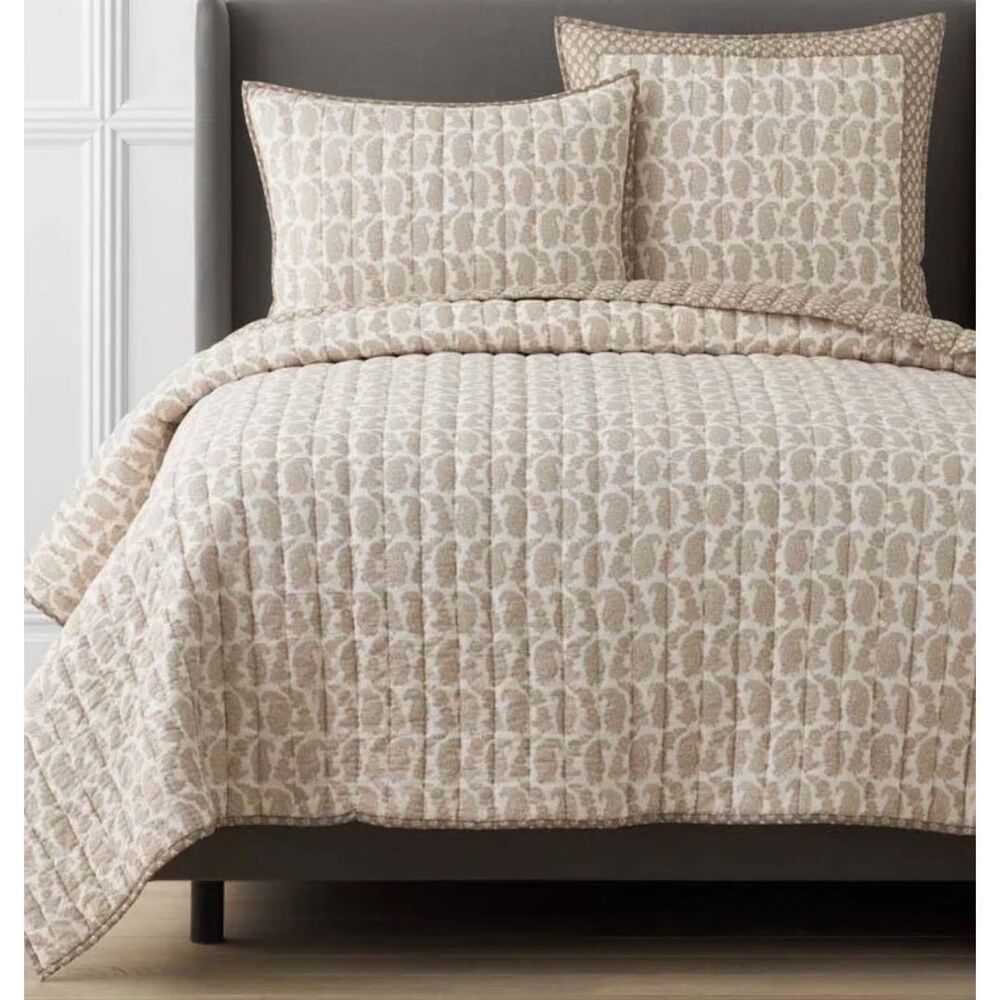 The Company Store VILLA D’ASCOLI Jiya Reversible Quilt - Taupe, Full/Queen New
